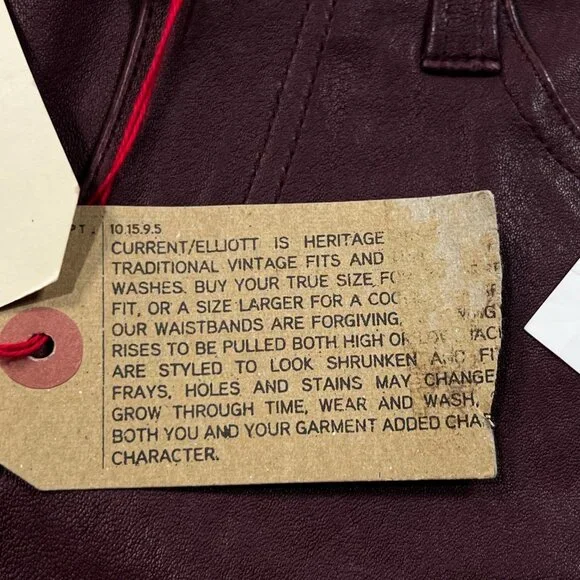 Leather Women's Burgundy Pants - Picture 7 of 12